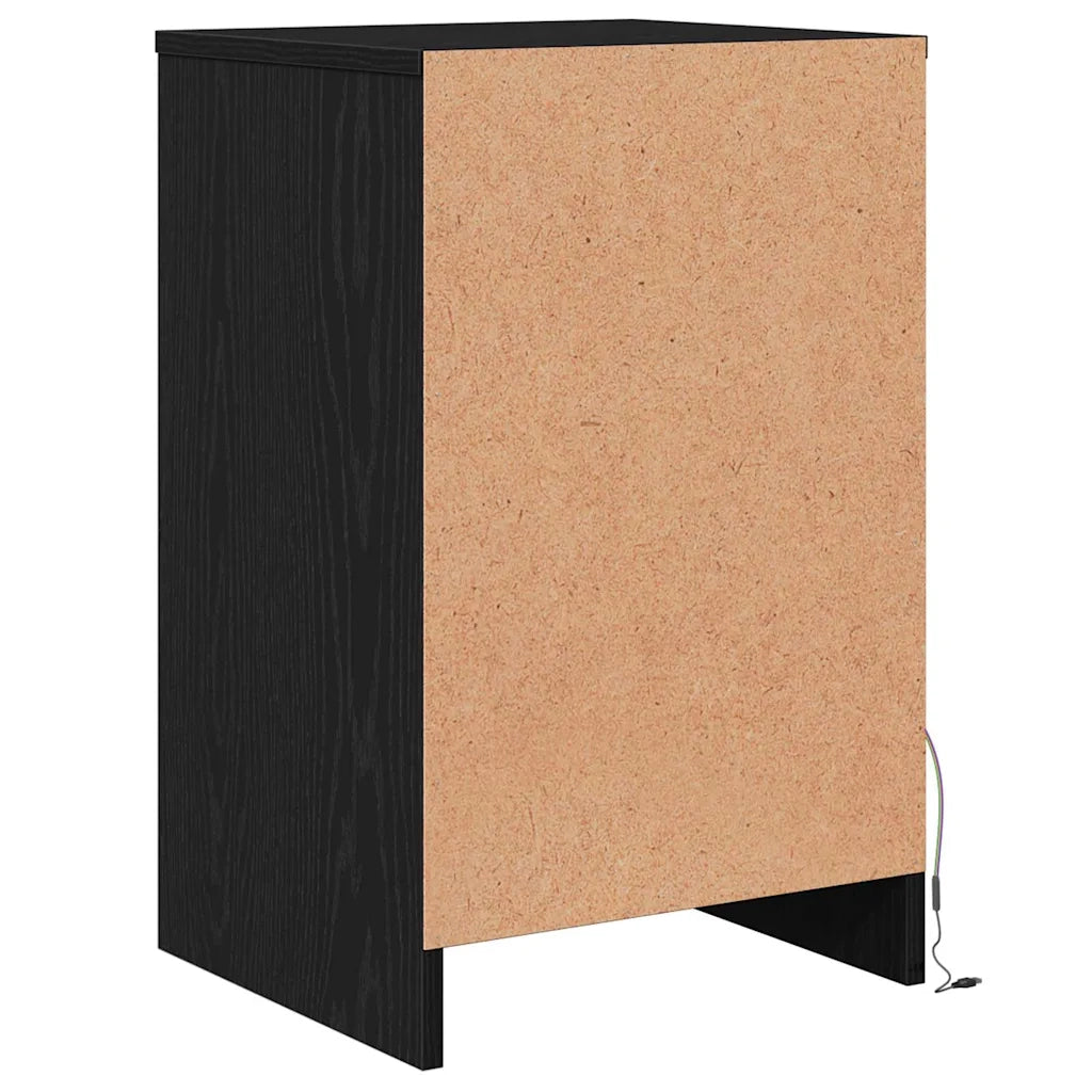vidaXL Armadio da Letto LED con cassetto Rovere nero 38 x 34 x 61 cm