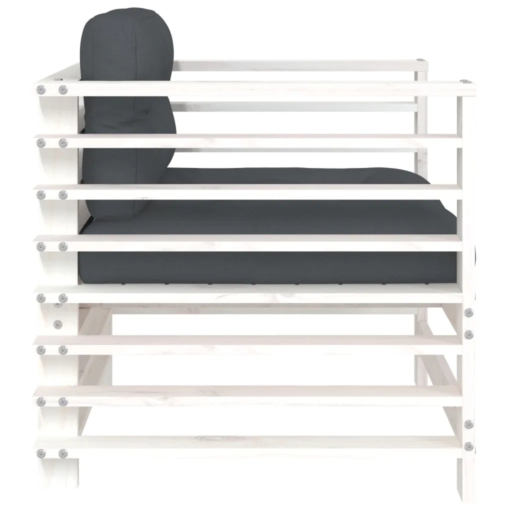 Sedia da patio-Sedie da Giardino con Cuscini 2pz Legno Massello di Pino Bianco 868446
