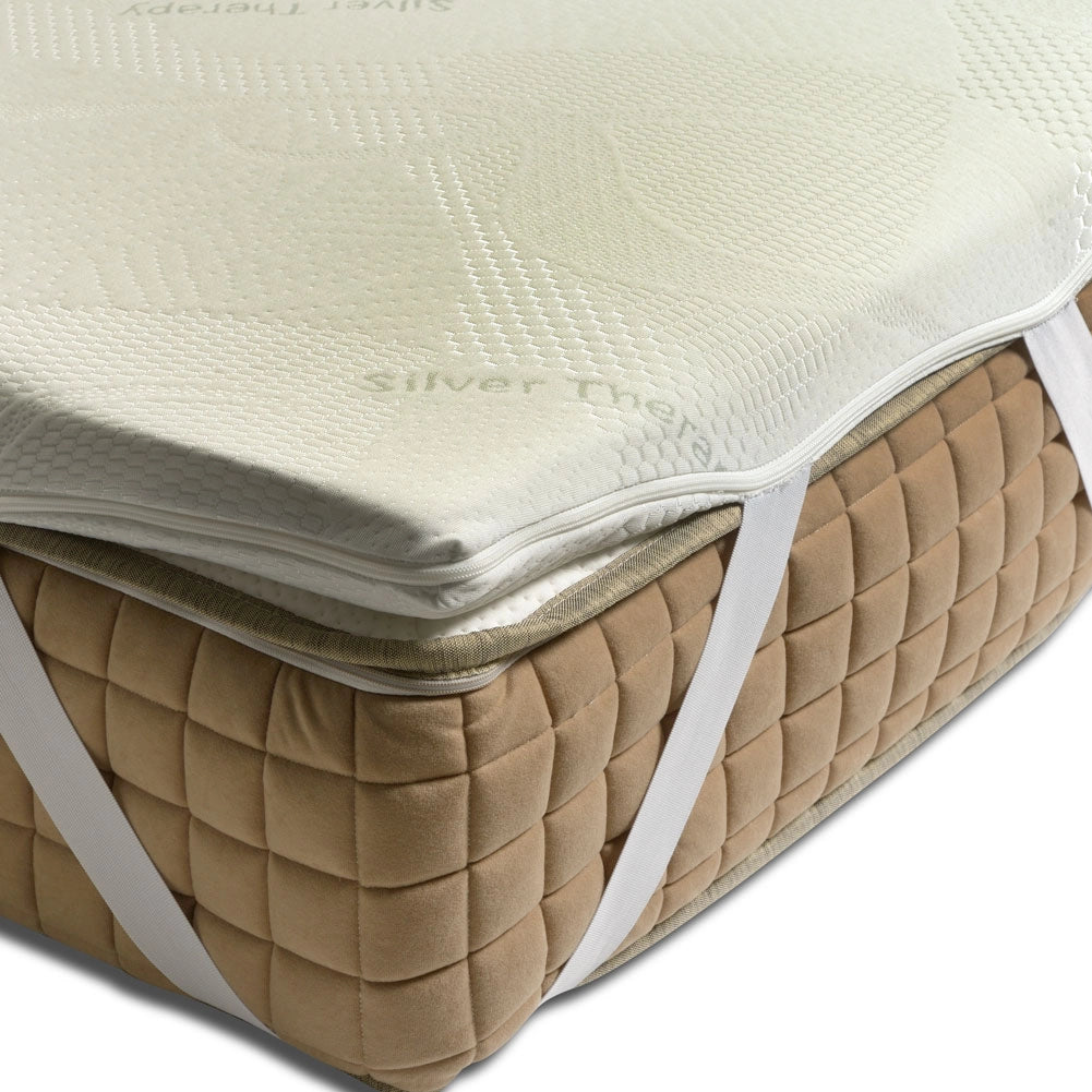 Topper rigido, correttore ORTOPEDICO BIOGREEN H6, DISPOSITIVO MEDICO DETRAIBILE, tessuto anallergico sfoderabile, 4 lati in ARGENTO - ORTOPEDIC piazza e mezza 120x200