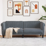 Divano a 3 Posti-Sofa 3 Posti Grigio Scuro in Velluto
