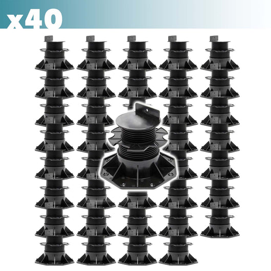 Set 40 supporti per pavimenti galleggianti, altezza regolabile 60-128mm Max 2700 kg, Pavimenti Decking
