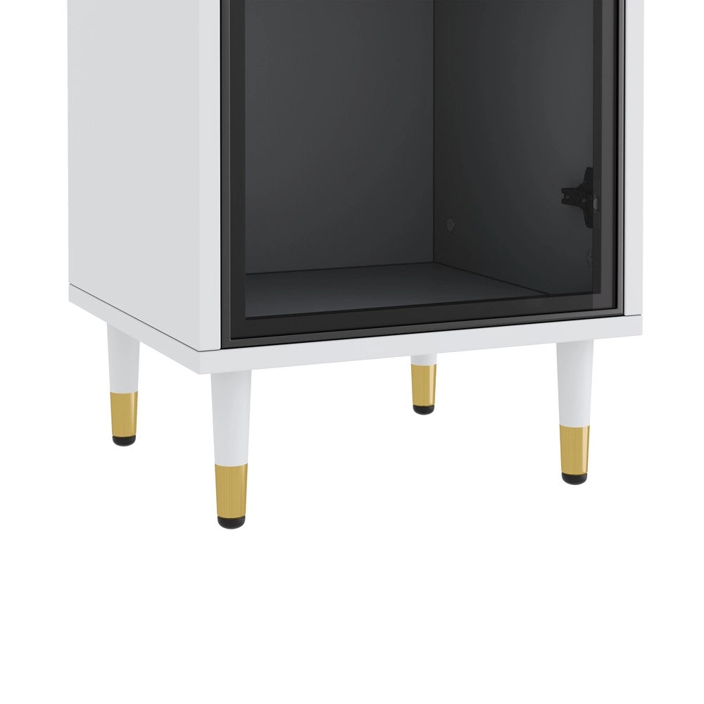 Vetrina con LED ¨C Xylo ¨C Bianca, Vetro Fum¨¦, Luce RGB, 170 cm