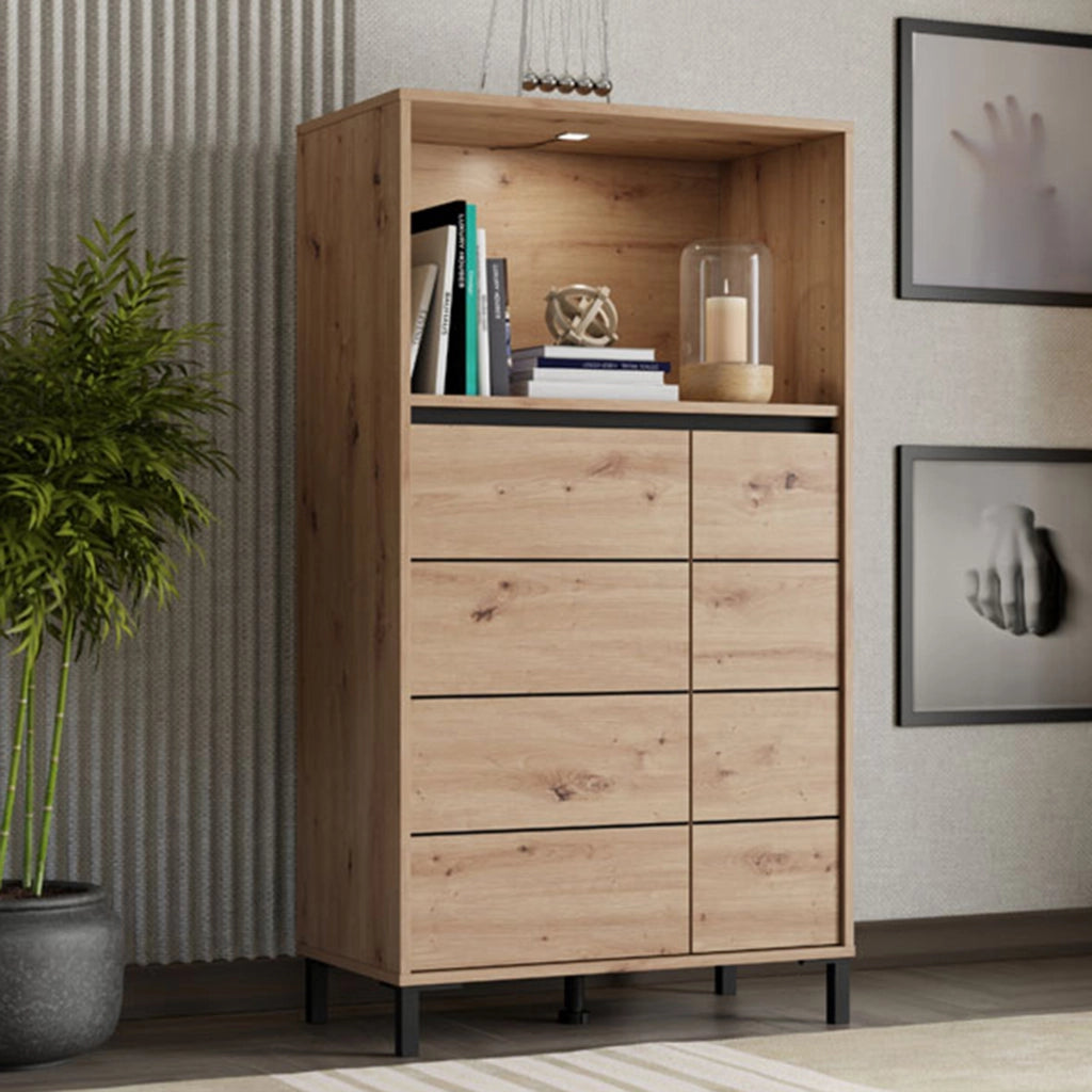 Madia Cosoleto, Credenza 2 Ripiani, 74x40x135h cm Marrone Rovere Nodi