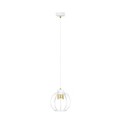 Sospensione Minimal Orfeo 1 Luce In Acciaio Bianco A Gabbia Con Oro