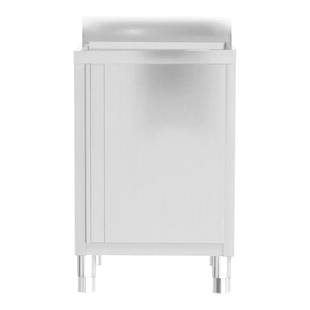 Set di 3 pensili da cucina professionali in acciaio inox 50 x 60 x (95-96) cm con alzatina e piedini regolabili color argento 02_0055142