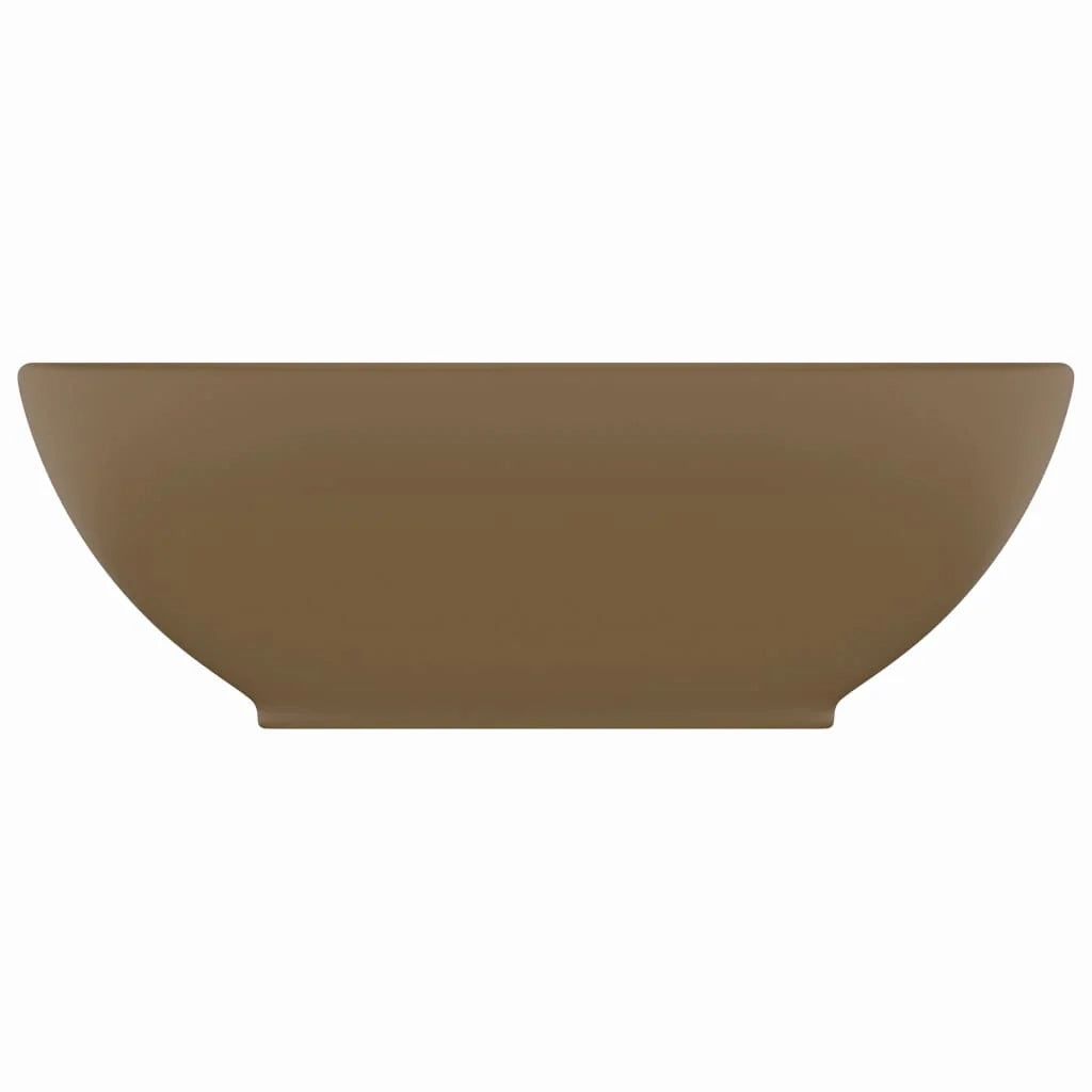 Lavabo ovale di lusso da appoggio WC lavabo bagno stanza cosmetica interno casa 40 x 33 cm ceramica crema opaca 02_0002672
