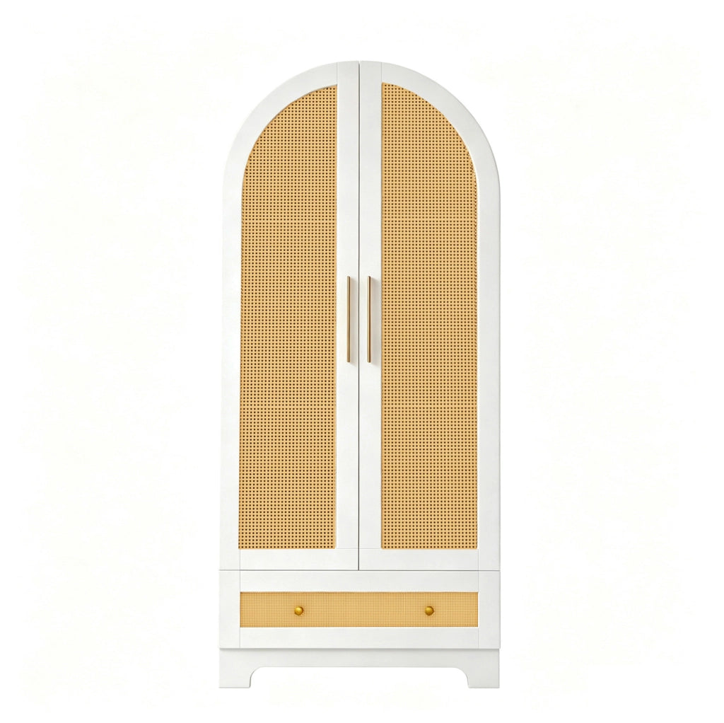 Armadio 70x55x170 cm bianco in legno, 2 ante e 2 cassetti