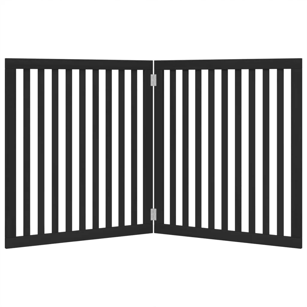 Cancelletto di sicurezza per cani 80 x 90 x 2 cm pieghevole 2 pannelli legno di pioppo nero 02_0023059
