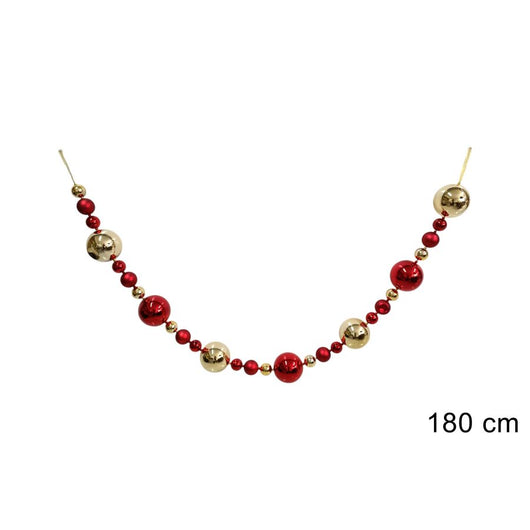 GHIRLANDA NATALIZIA CON PALLINE 180CM ROSSO ORO DI DUEESSE