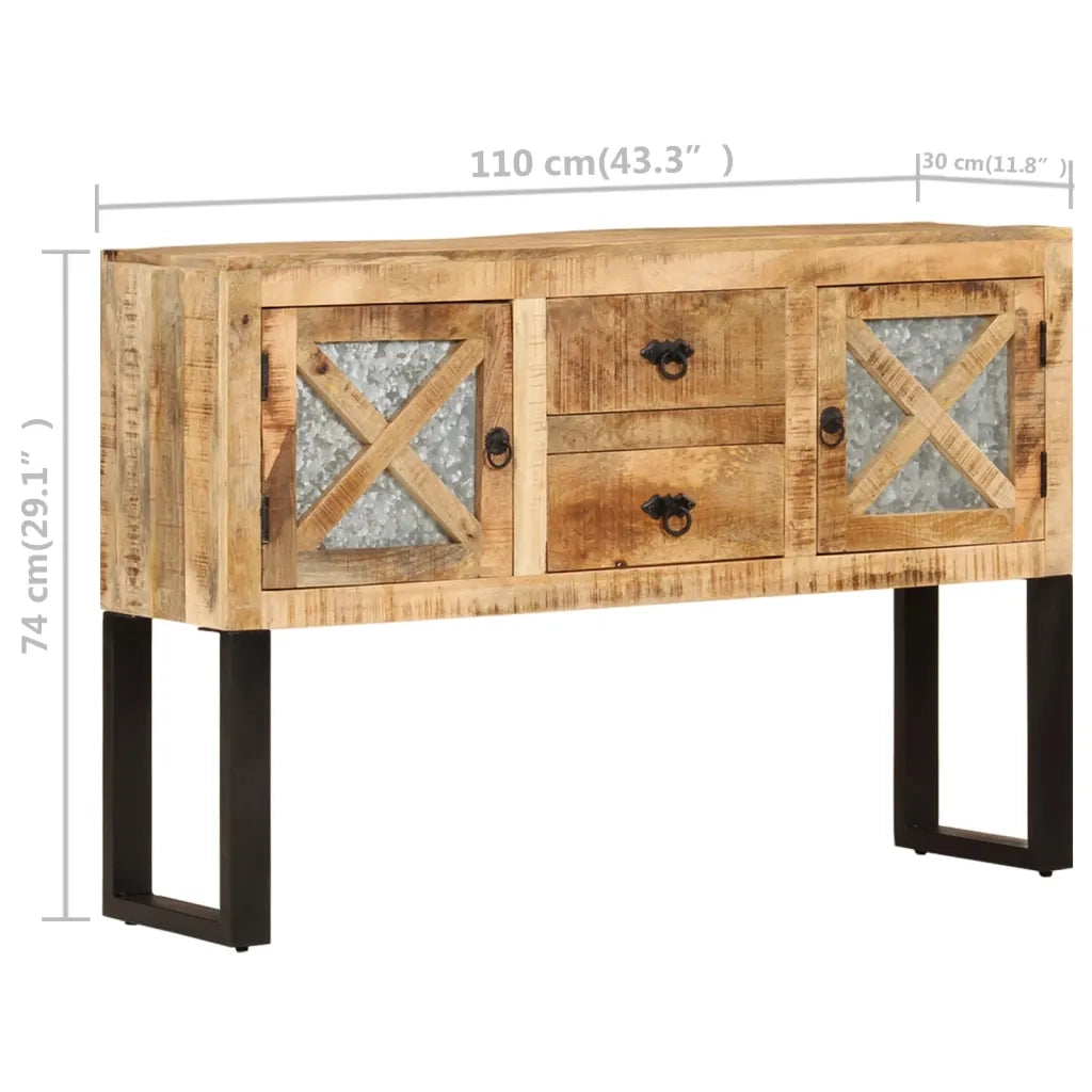 Credenza | Madia | Buffet da pranzo | Armadio da pranzo 110x30x74 cm in Legno di Mango Grezzo