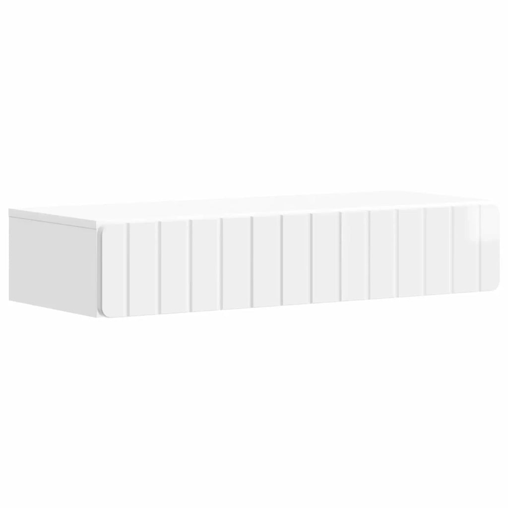 Tavolino da Parete Laterale Bianco Lucido 87,5 x 34,5 x 17 cm 898329