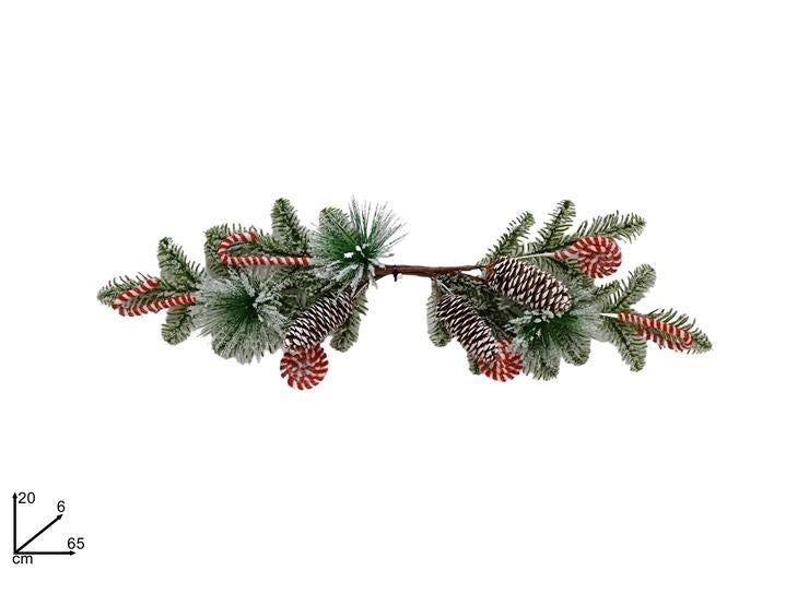 Decorazione Natale Casa Fascina Innevata con Canditi e Pigne 65 cm