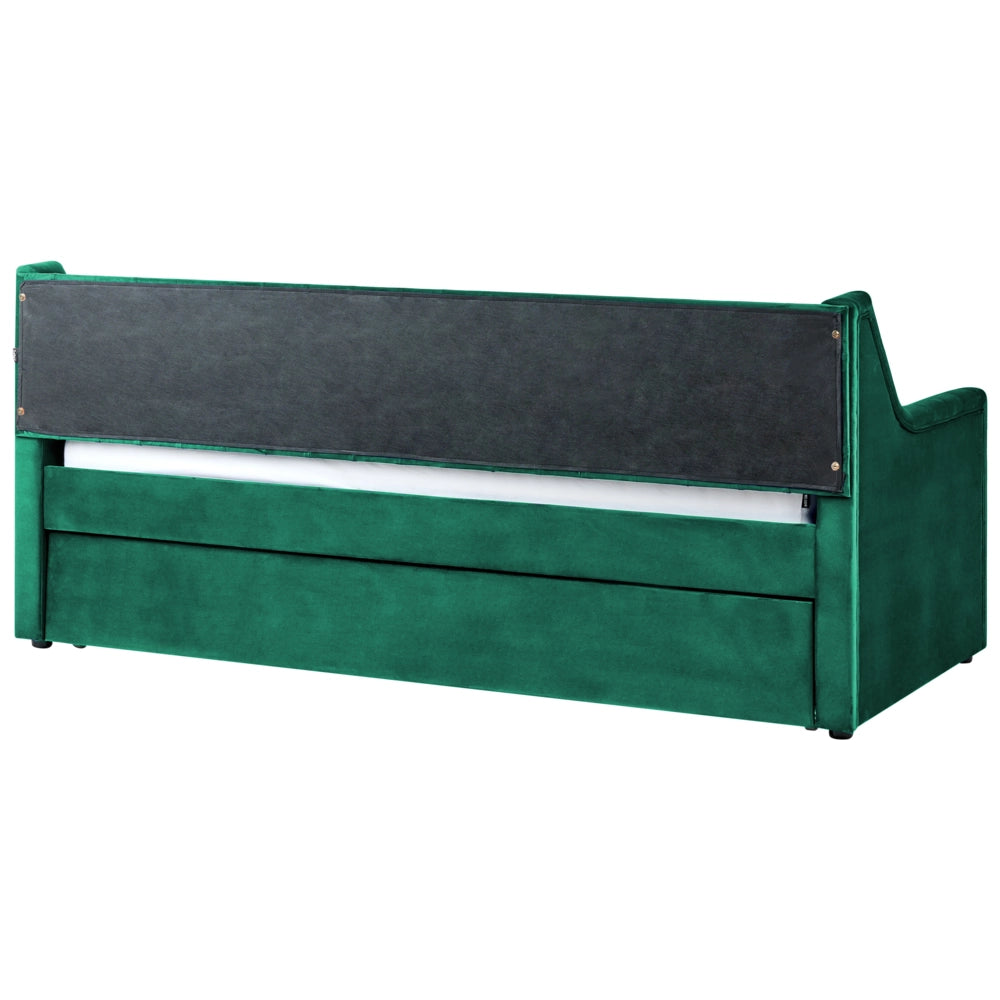 Letto da Giorno Estraibile in Velluto di colore verde con Rete a Doghe stile glamour