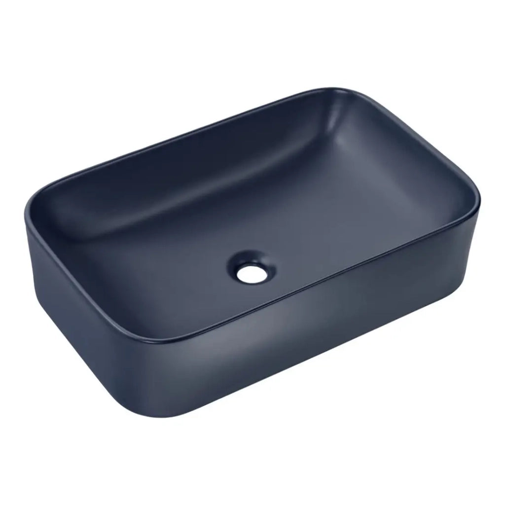 Lavabo rettangolare da appoggio 61x38 cm blu marino bagno
