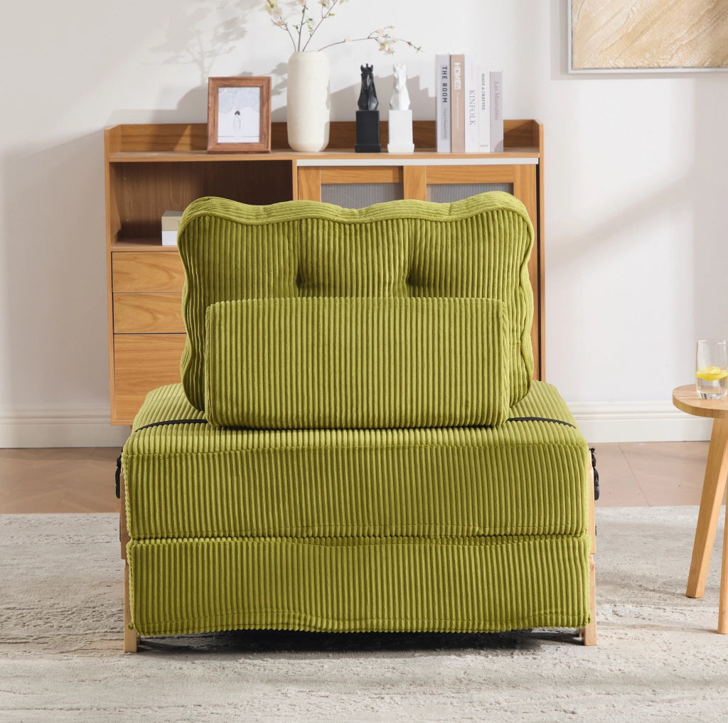 POLTRONA LETTO Pieghevole 90x86x84 cm in Velluto a Coste Verde Oliva
