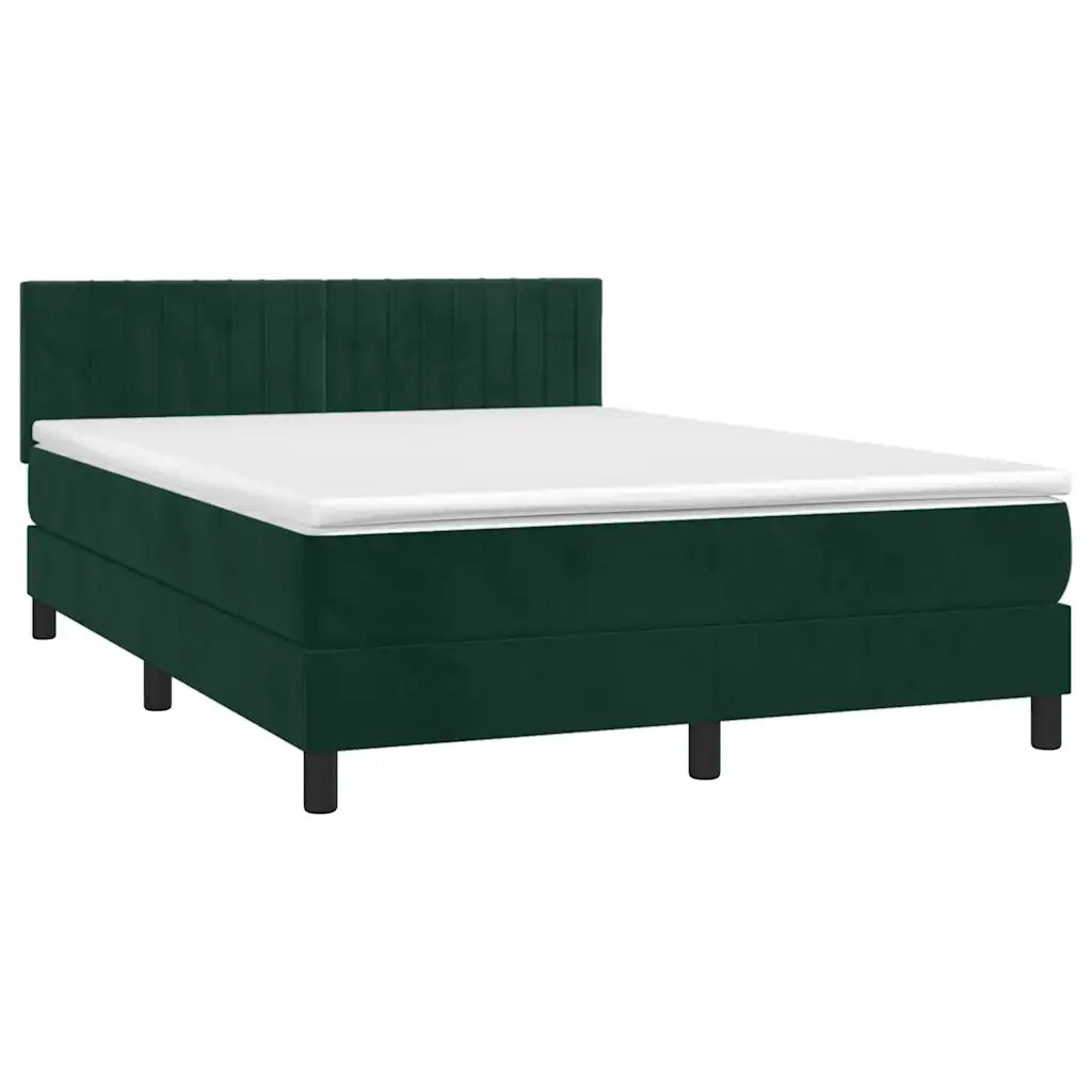 Giroletto a Molle con Materasso Verde Scuro 140x190 cm Velluto 3141422