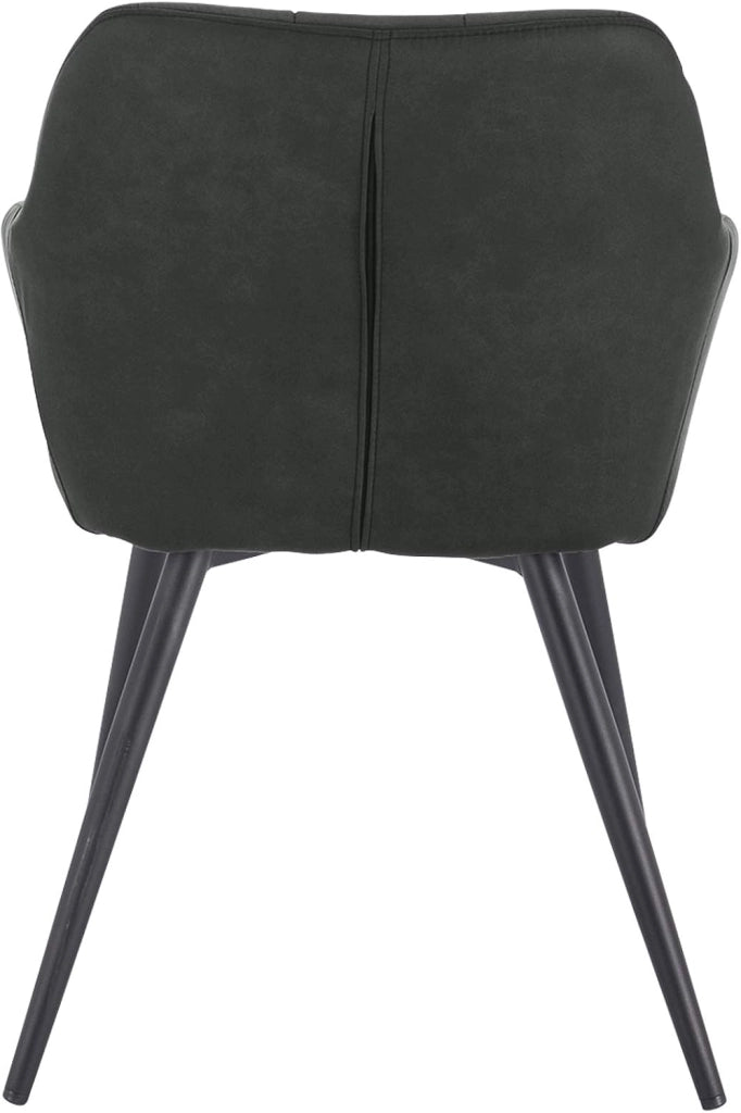 Set di 2 Sedie per Sala da Pranzo Imbottita, Poltroncina in Stoffa Lino,Sedia da Cucina con Braccioli e Schienale, Gambe in Metallo, moderne,Antracite, BH224an-2