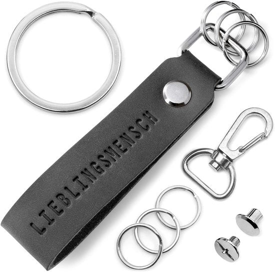 Sleutelhanger in legno con anello intercambiabile e lanyard - regalo personalizzato con nome o messaggio scolpito - per amici e partner speciali
