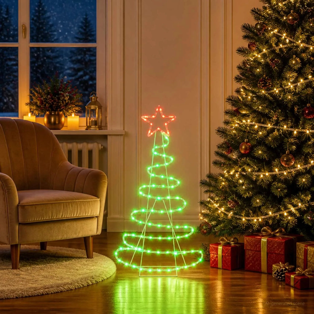 Sagoma albero di Natale LED LOVIISA 100 LED Rosso e Verde 42053443
