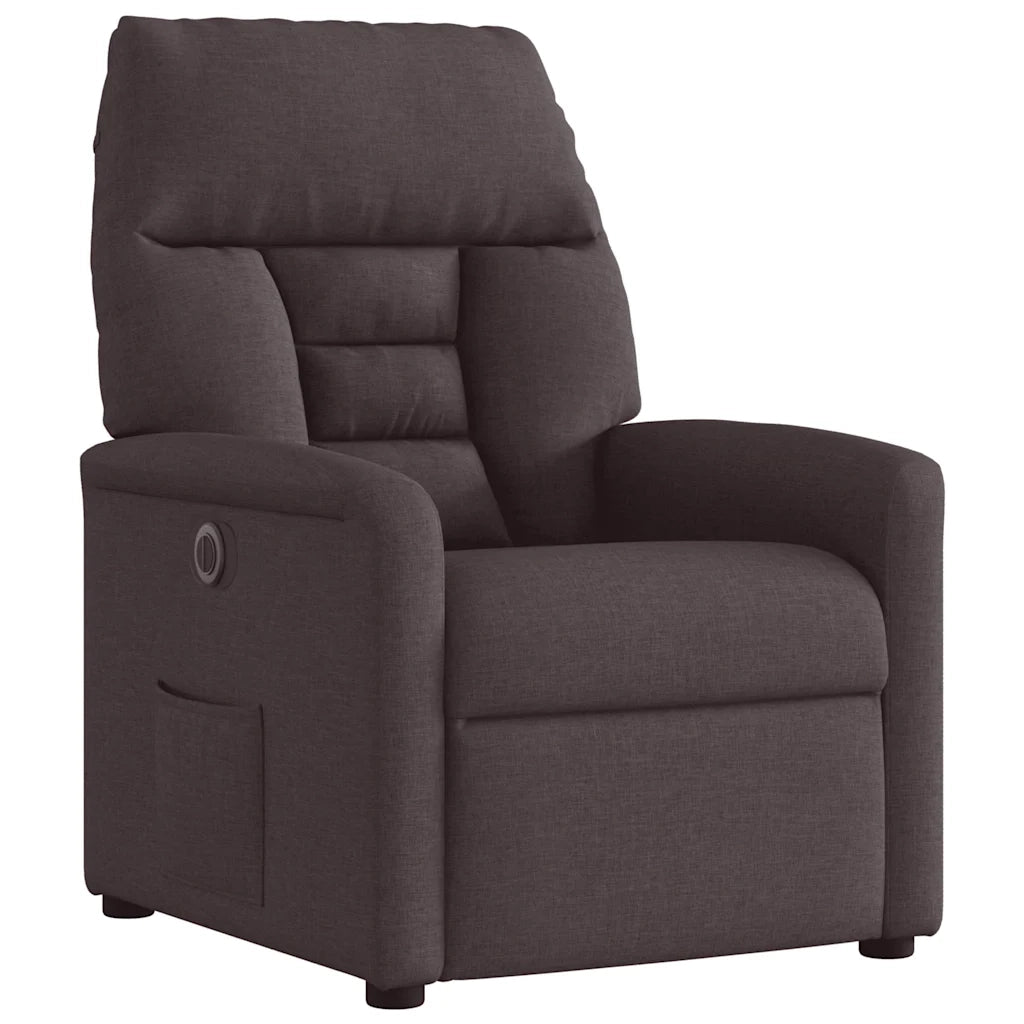 Poltrona Elettrica Reclinabile Marrone Scuro in Tessuto 3303017