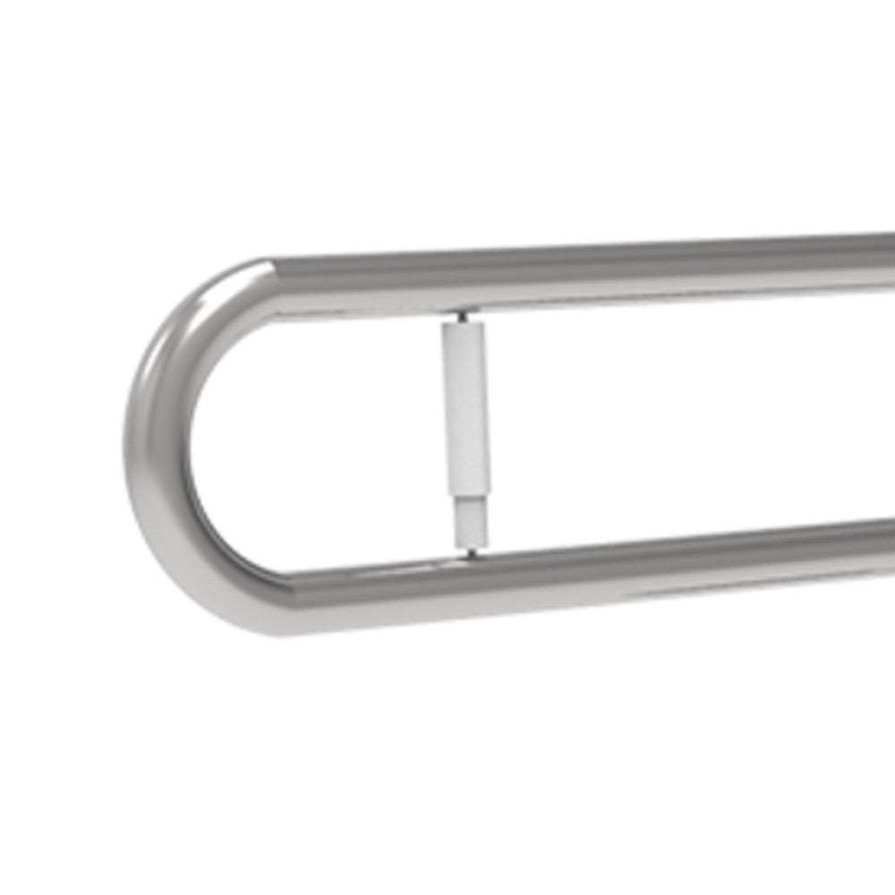 Maniglione barra ribaltabile su colonna 80x80 con porta rotolo inox satinato