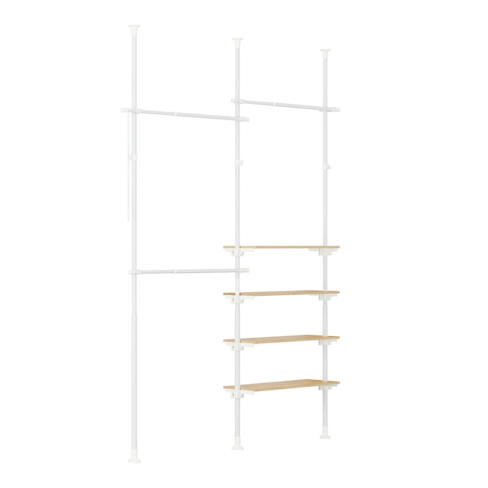 SoBuy Appendiabiti Telescopico, Stand Robusto, Armadio Aperto Regolabile con Ripiani & Barre Appendiabiti, Bianco KLS17-WN