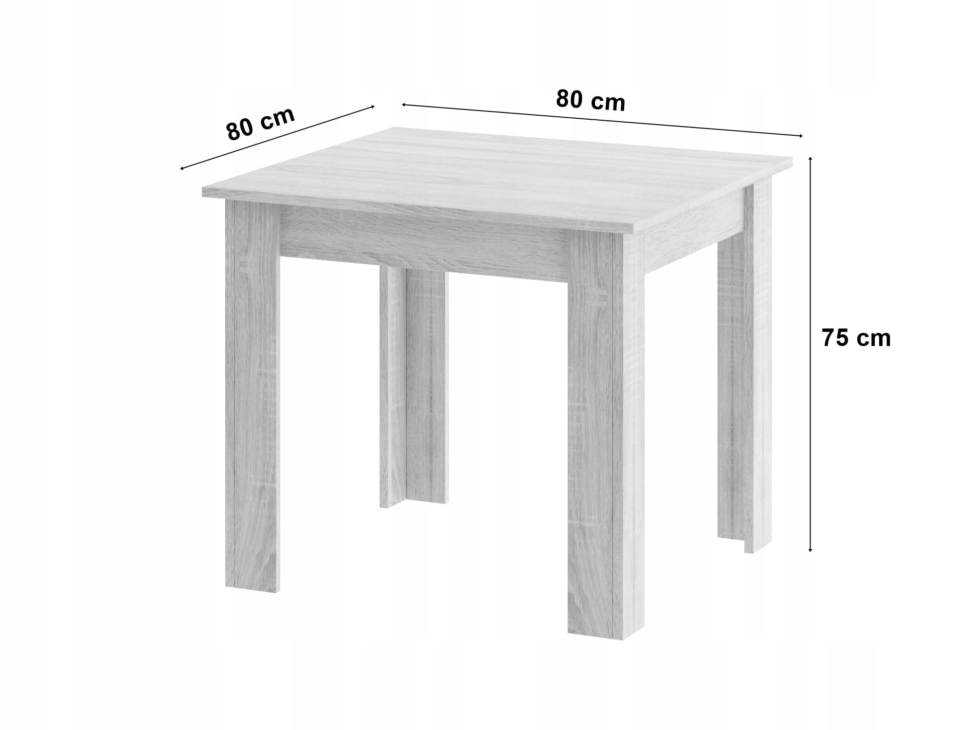 Tavolo quadrato VALORA con 4 sedie RIXK nere - Rovere Sonoma 80x80