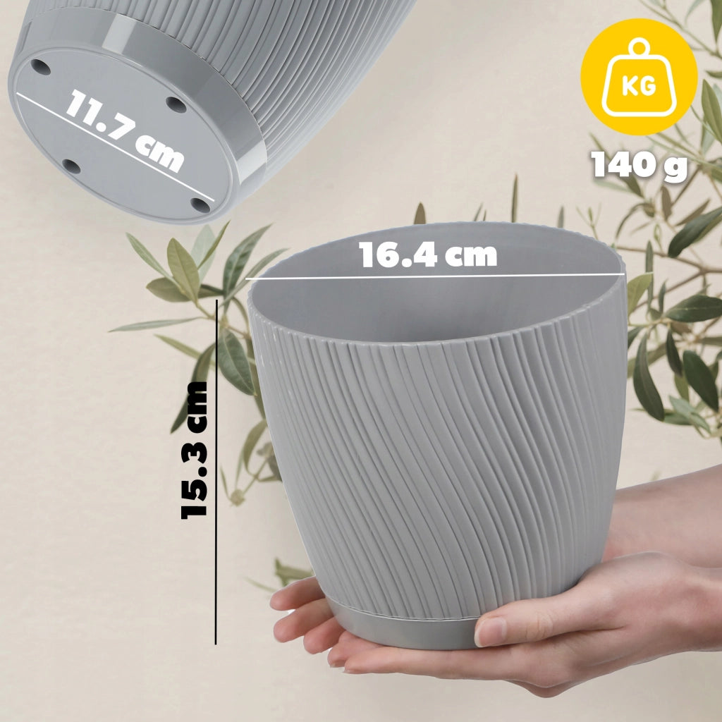 Vaso da fiori KADAX con supporto, coperchio, ciotola rotonda, 17 cm, grigio