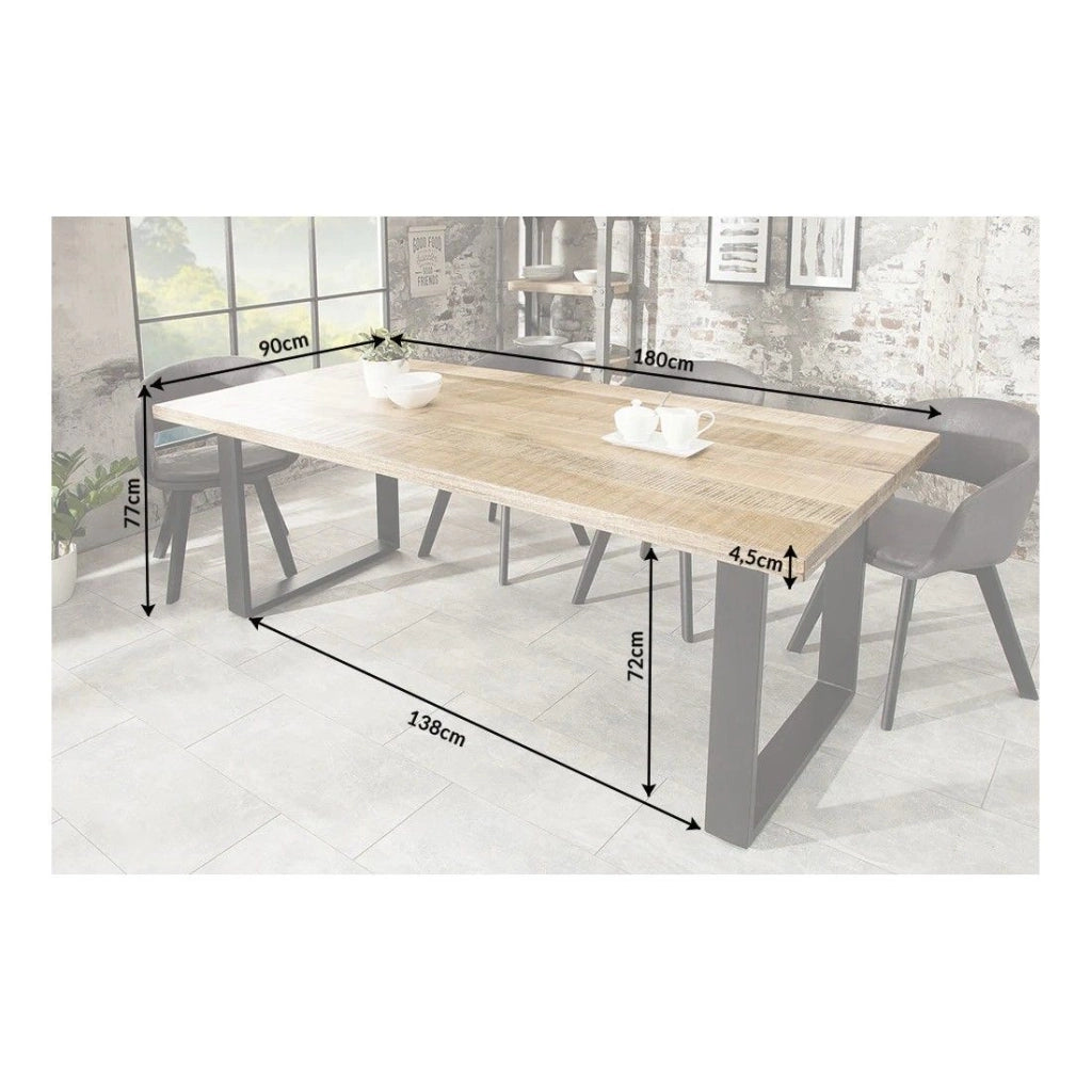 Table LODEN 180 cm – Piano in legno massiccio di mango e gambe in metallo nero
