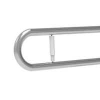 Maniglione barra ribaltabile su colonna 80x80 con porta rotolo inox lucido