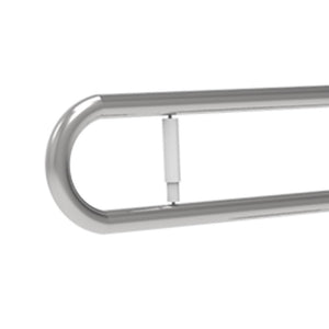 Maniglione barra ribaltabile su colonna 80x80 con porta rotolo inox lucido
