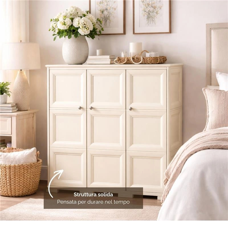 ARMADIO 3 ANTE ANGORA 118X43X125 CM CON PUNTALI – MOBILE ORGANIZZAZIONE CASA DESIGN CLASSICO