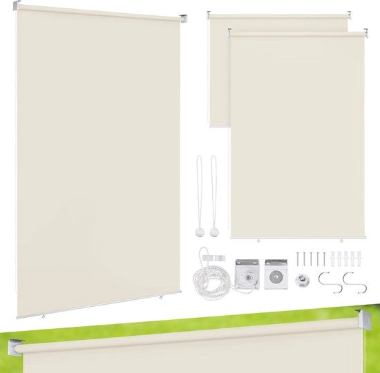 Rolliera oscurante 180x140cm - Beige - Impermeabile e UV 80% - 2 pezzi