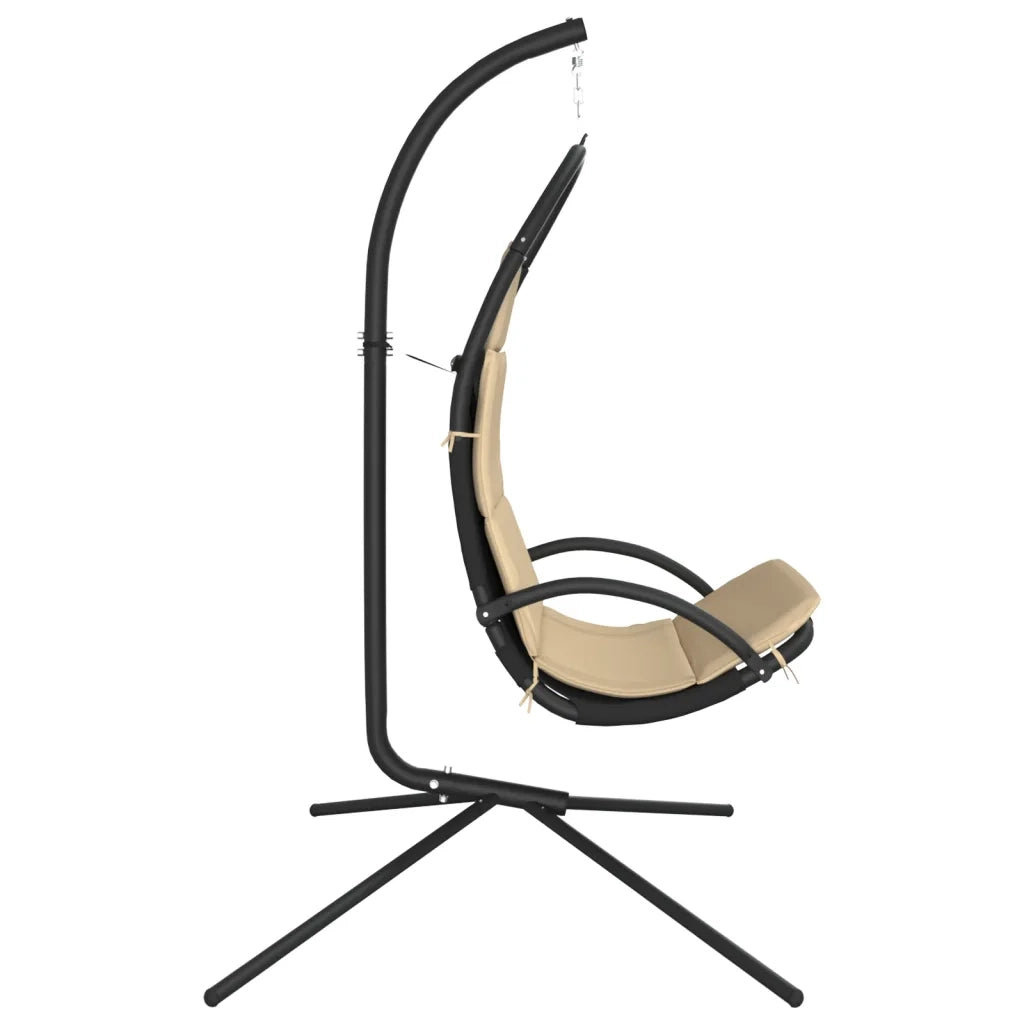 Sedia Dondolo Giardino con Cuscino Crema Tessuto Oxford Acciaio 362727