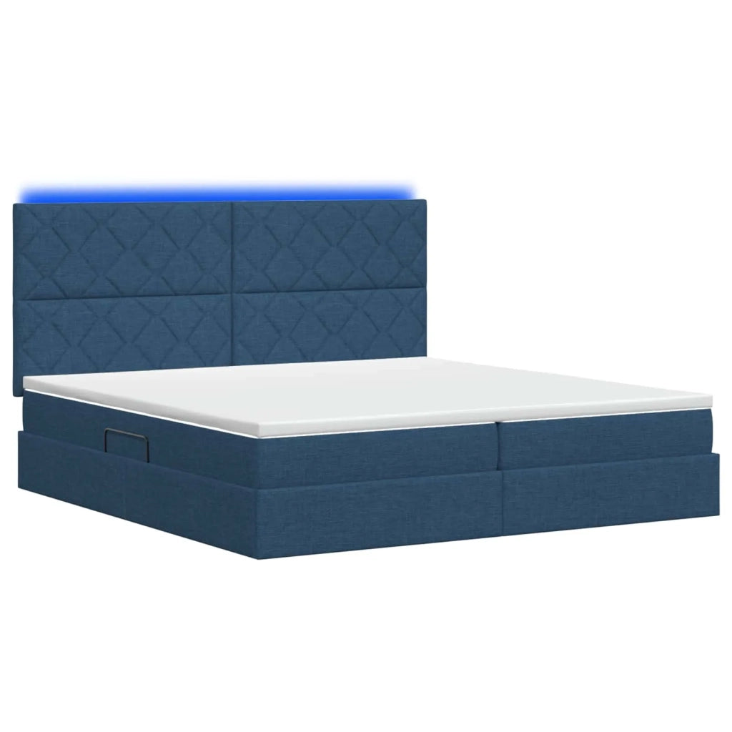 Letto con contenitore LED e materasso Blu 200 x 200 cm Tessuto 3460034