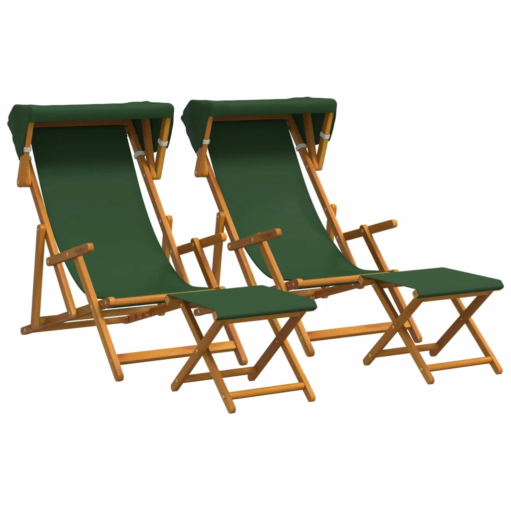 Lettino 4 pcs 3 Posizione Legno di Eucalipto Massello Verde 3407801