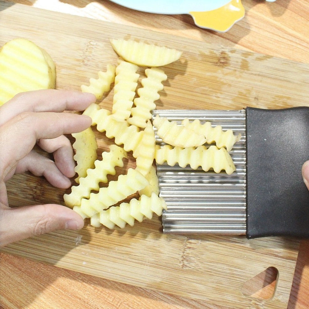 Trade Shop - Taglia Affetta Piega Modella Patate Patine Fritte Ondulate Effetto Chips -