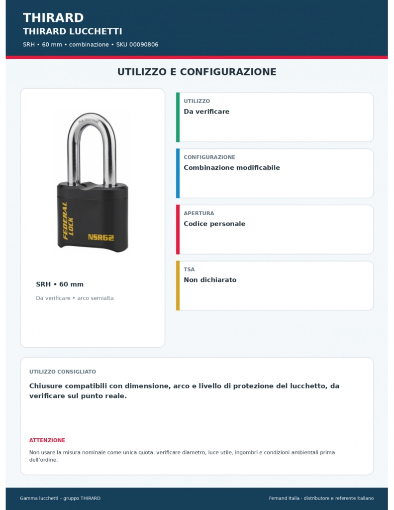 Lucchetto SRH 60 mm a combinazione modificabile – THIRARD