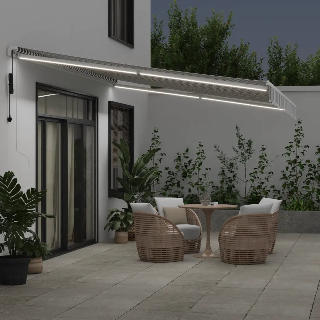 vidaXL Tenda Retrattile Automatica LED Antracite e Bianco 500x350 cm