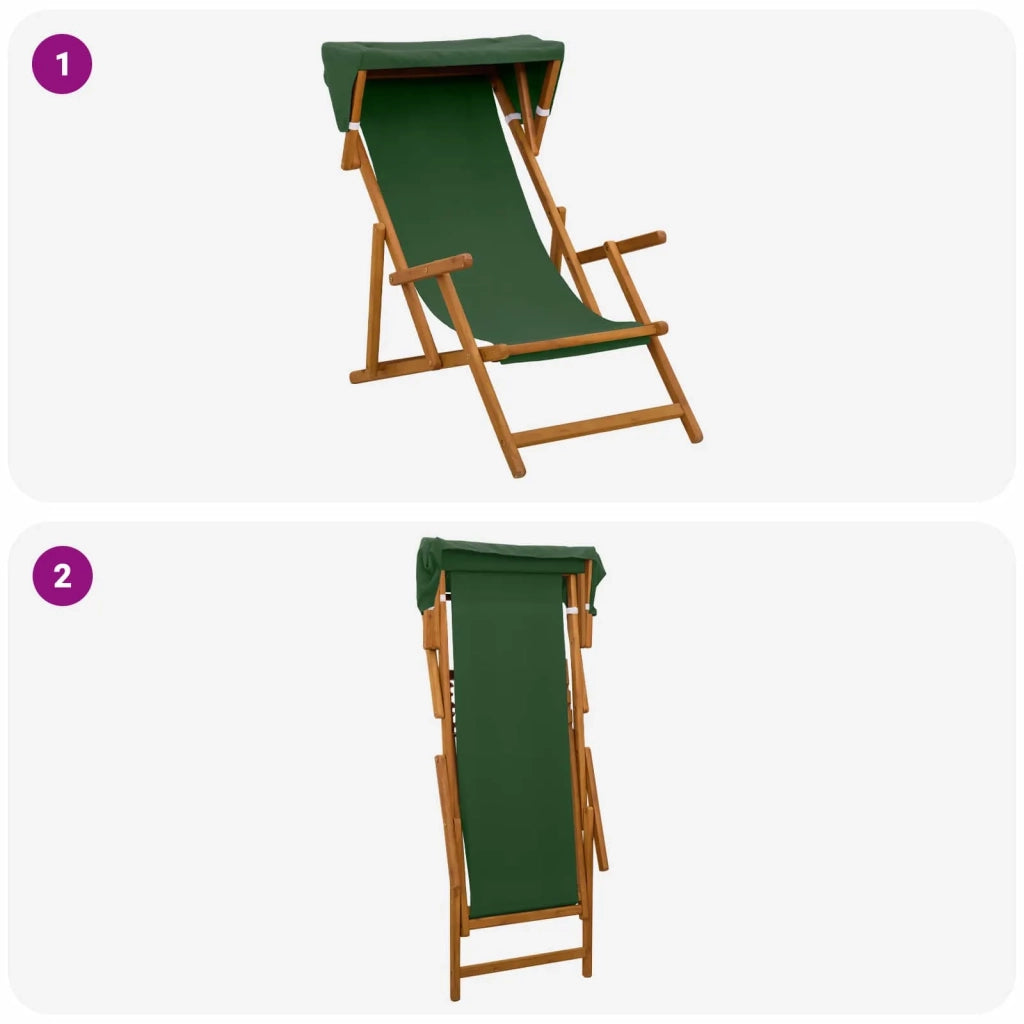 Lettino 2 pcs 3 Posizione Legno di Eucalipto Massello Verde 3407812