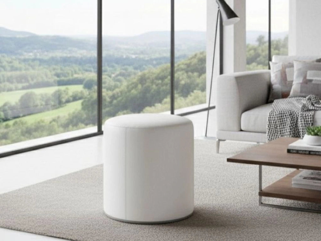 Pouf Lisboa, Poltrona multiuso, Poltroncina sacco, Pouf poggiapiedi, Made in Italy, 40x40 h42 cm, Bianco