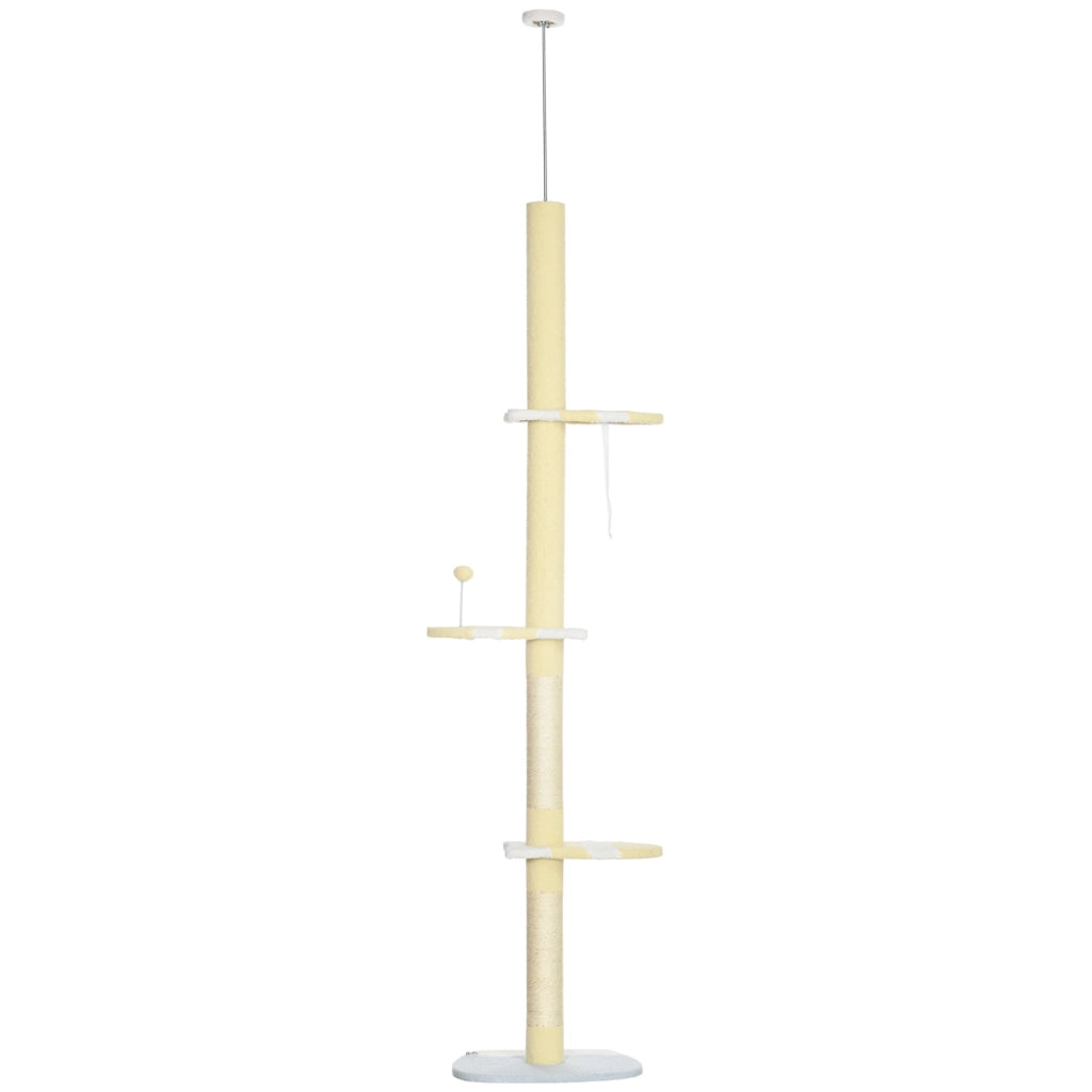 Tiragraffi per Gatti Regolabile in Altezza ¨C zephmum ¨C Giallo/Bianco/Blu 220x47x34 cm