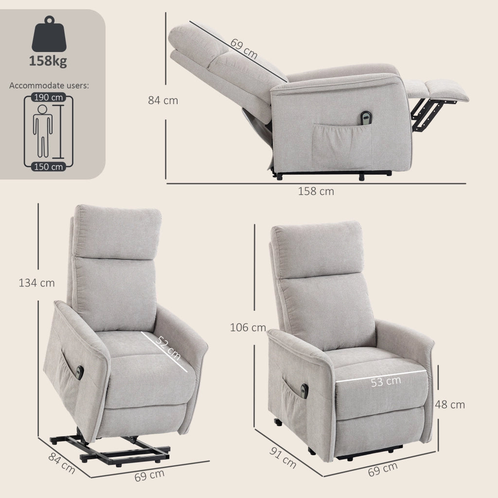 Poltrona Relax Elettrica Alzapersona ¨C Xylo ¨C Tessuto Chenille Grigio con Poggiapiedi Reclinabile