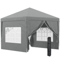 Gazebo da Esterno 3x3 m Pieghevole con 4 Pannelli Laterali, in Acciaio e Tessuto Oxford Grigio Chiaro