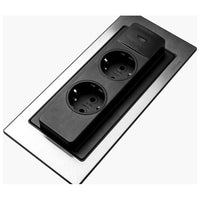 Evoline Backflip presa da tavolo 2x230V caricatore USB tipo C vetro nero