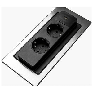 Evoline Backflip presa da tavolo 2x230V caricatore USB tipo C vetro nero