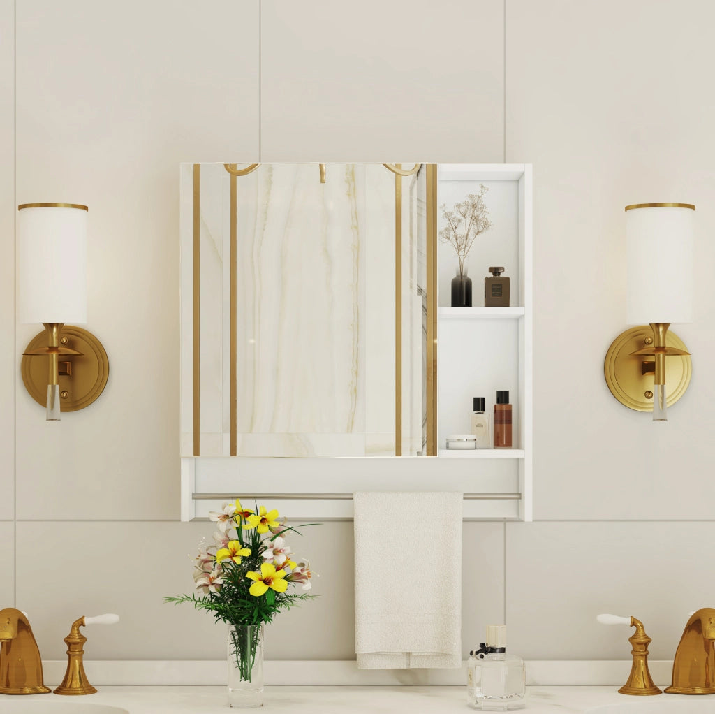 Mobile bagno con specchio bianco e vani a giorno