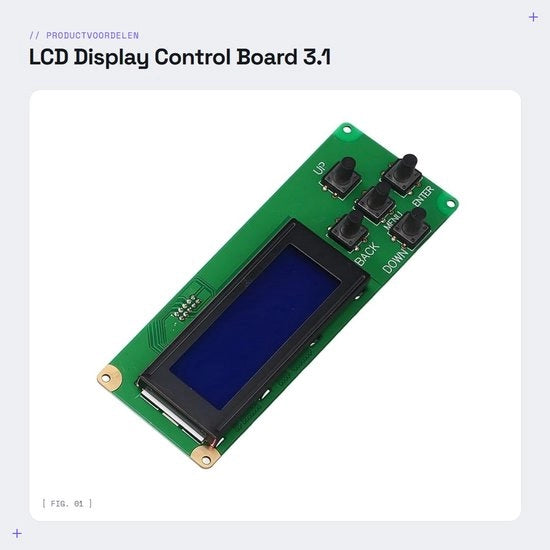 Pannello di Controllo LCD 3.1 pollici - 5-Pin Cavo - Pannello di Controllo - Adatto per Stampanti 3D - Installazione Facile - Visualizzazione Chiara - Schermo Stampante 3D