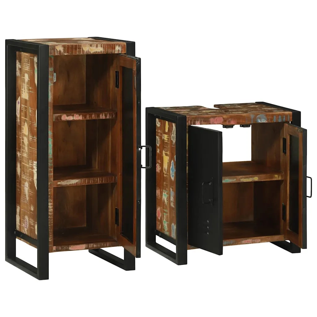 Set di mobili per il bagno 2 pcs Legno massello riciclato