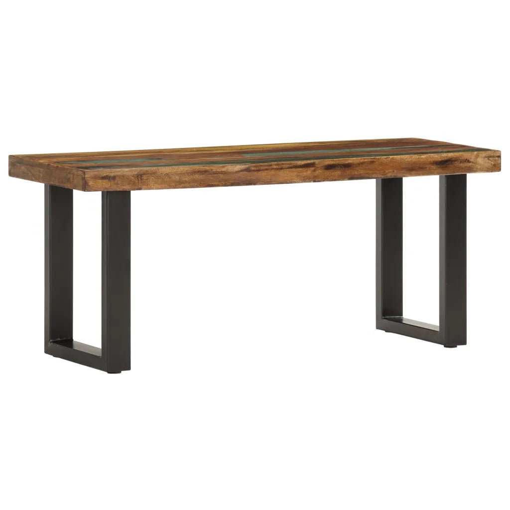 Panca 110 cm in Legno Massello di Recupero e Acciaio